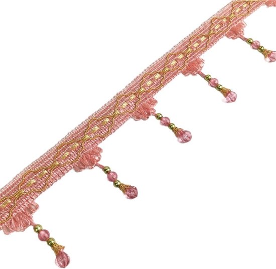 5 m franjeboord met parels, 7 cm breed, per meter, kwastboord voor knutselen, trim rand, fringen, kantband, sierband, decoratieve rand, band voor doe-het-zelf naaien, knutselen, kleding, gordijnen,