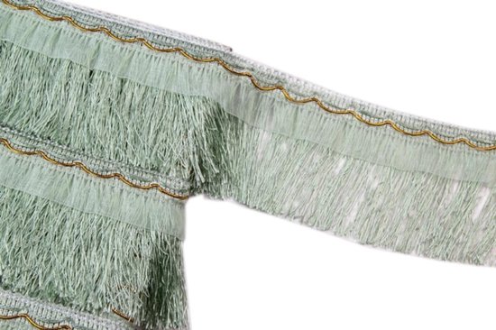 5 meter lang, 10 cm breed, kwastjes, franjes, zijden franjes, trim kantlint, kwastjes, gordijnboord, franjes, kwasttrimmen voor kleding, doe-het-zelf naai-accessoires, lichtgroen