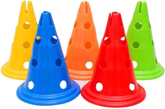 5 Stuks Voetbal Training Kegels Agility Apparatuur Met Gaten Conische Markers Obstakels Voor Indoor Outdoor Speed ​​Agility Boren
