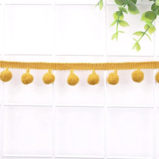 5 yards 12 mm pompons bordes om te knutselen, decoratief lint met pompons, franje bordes, sierband, decoratieve rand, naai-accessoires voor zelfgebouwd knutselen, kledingstukken, kostuums, naaien