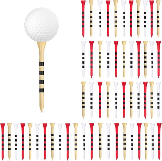 50 Stuks Golf Tees van 83 mm van Bamboehout - Duurzaam, Lichtgewicht en Ideaal voor Golfspelers