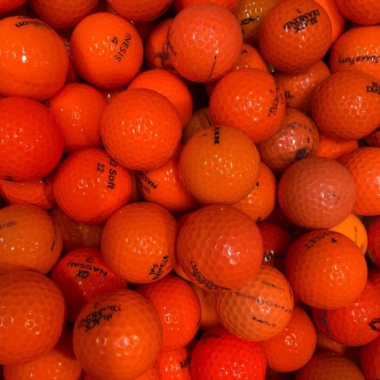 50 Stuks Oranje Gebruikte Golfballen/Lakeballs Mix (Oranje) + 2 Stuks YourLakeBalls Tees
