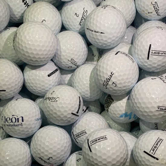 50 Stuks Titleist Tour Soft Gebruikte Golfballen/Lakeballs - AAAA Kwaliteit + 2 Stuks YourLakeBalls Tees