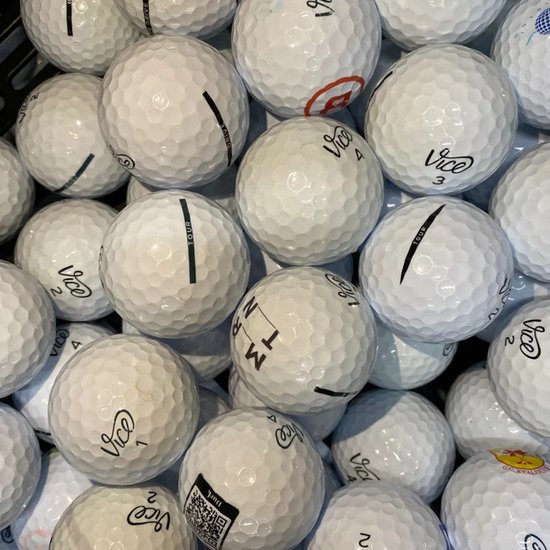 50 Stuks Vice Mix Gebruikte Golfballen/Lakeballs - AAAA Kwaliteit + 2 Stuks YourLakeBalls Tees van Vice