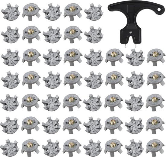 50pcs Grijze Golf Schoen Spikes Vervangingen met 1 Zwarte Golf Schoen Sleutel - Voor Golf Schoenen, Metaal Draad Schroef 6mm - Geschikt voor Buiten, Cricket Schoen, Golf Speler, Golf Liefhebber van Merkloos