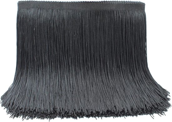 6 cm franje trim voor naaien, 9,1 m polyester zwart kwastje trim franje kettingtrim lint voor Latijns-Amerikaanse dansjurken, kleding, knutselen, DIY-kleding, lamp- en kussendecoraties