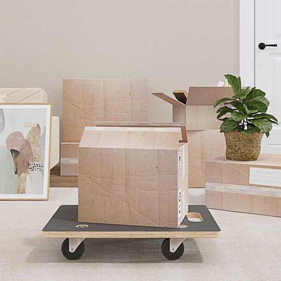 6 STK. Transportwagen, multiplex rolplank, 60x40x11 cm