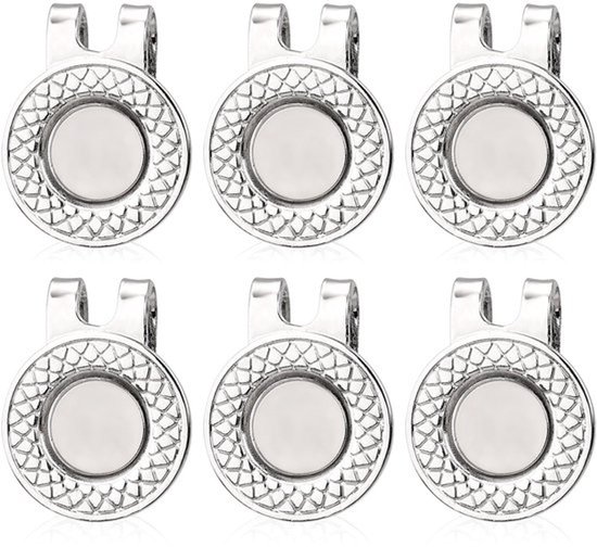 6 stuks magnetische golfhoedclips, metalen golfbalmarkerhouder voor golfpet, broek, tassen, riemen, golfhoedclip, magneet, golfaccessoires, cadeaus voor golfliefhebbers (2 cm, kruistextuur) van Merkloos