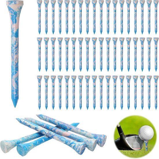 60 Stuks Biologische Golf Tees van Bamboe 70mm - Duurzame Golfaccessoires met Lage Wrijving en Curved Top