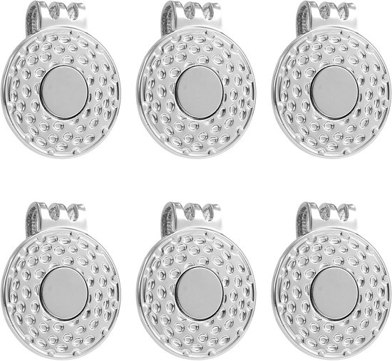 6st Magnetische Golfbalmarkeerder Petclips - Zilveren Pettenhouder - Professionele Golf Trainingsaccessoires voor Petten Broeken Handschoenen Riemen Cadeaus Vrouwen Mannen
