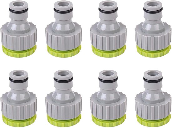 8 stuks universele tuinslangaansluiting 1/2 inch & 3/4 inch, kraanadapter tuinslang, tuinslangmondstuk, snelkoppeling voor tuin, irrigatie, reiniging buiten