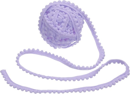8 yards lint met pompons, 0,4 inch breed met lichtpaarse pompons voor het naaien van franjes van stof voor doe-het-zelf decoratie thuis kussen kleding gordijnen, 5 mm
