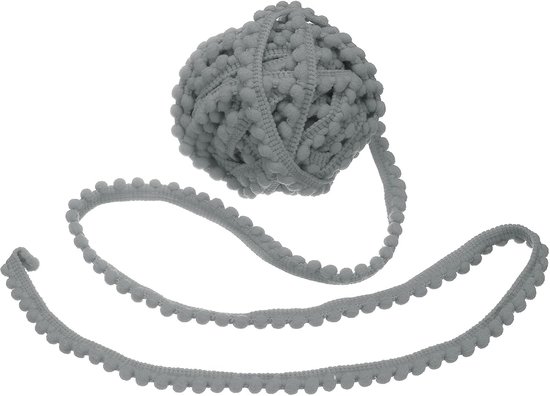 8 Yards Pompon Garnituur, 0,4 inch Brede Band Pompons Lichtgrijs Trim Franje Pompons Lint Stof Voor Doe-het-zelf Ambachten Gordijnen Kleding Kussen Woondecoratie, 5 mm