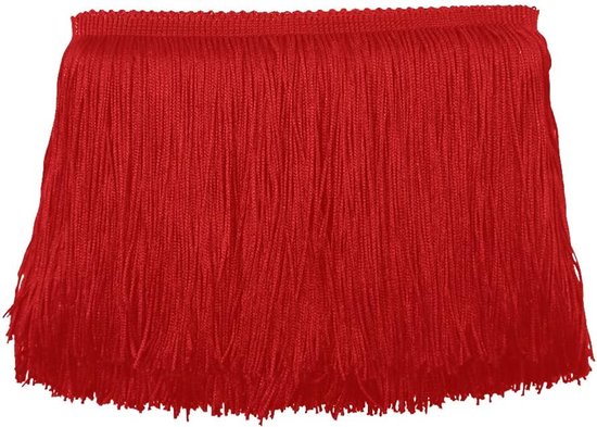 9,14 m lengte 15 cm breedte franje dansfranje, polyester franje gesneden, kledingkantrand, kwastjes naaigarnituur voor Latijnse jurk, lampenkap decoratie DIY (rood)