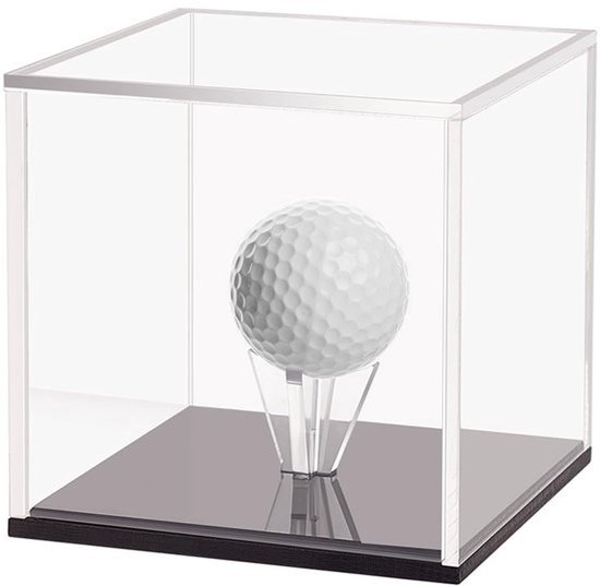 Acryl golfbal display 7,5 x 7,5 x 7,5 cm Kubus golfbaldoos transparant met zwarte bodem Opbergdoos voor individuele golfballen van Merkloos