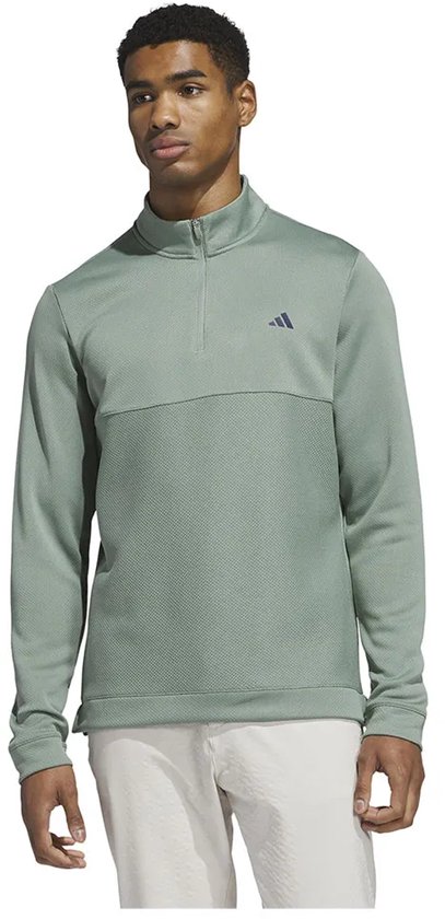 Adidas Textured Sweatshirt Met Halve Rits Grijs S Man