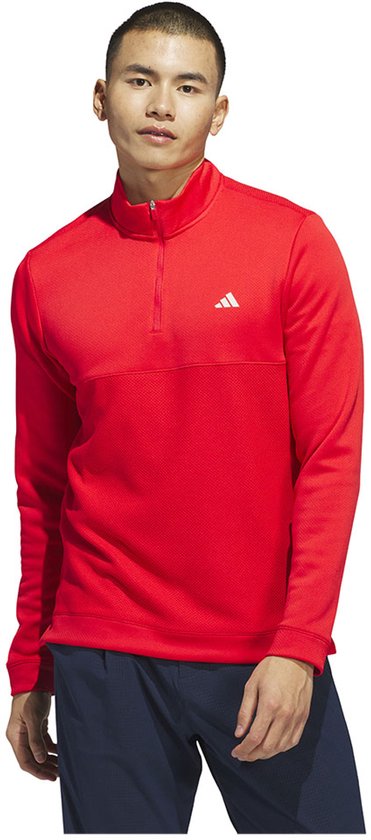 Adidas Textured Sweatshirt Met Halve Rits Rood XS Man