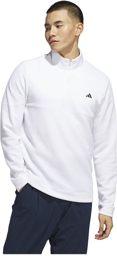Adidas Textured Sweatshirt Met Halve Rits Wit XL Man van Merkloos