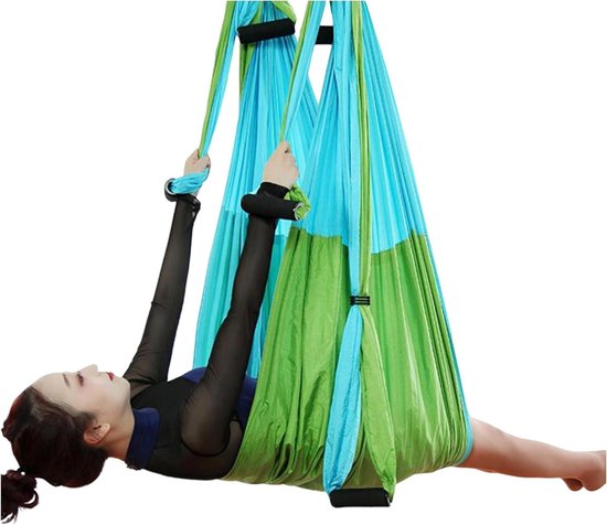 Aerial Yoga Fitness Hammock voor Ontspanning en Blessurevrije Oefeningen, Verstelbare Hoogte en Inversie Swing Sling in Hemelsblauw