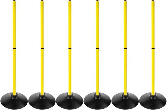 Agility Polen Set - Trainingsstokken Snelheid - Sport Training - Afneembare Rubber Base - 6 Stuks - Felgekleurd