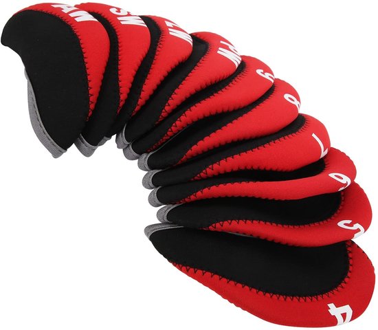 aladdien - Golfclubhoofdafdekkingen - Golfclubhoofdbescherming - Hoogwaardige kwaliteit - Rood - Neopreen en Kunstleer - Ideaal voor golfers - 10-de...