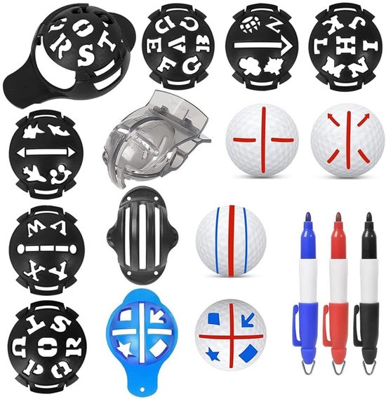 aladdien - Uitlijningsset golfbalmarkeringen - Golfbalbekleding - 6 stuks - Golfbalmarkeringen - Uitlijningsgereedschap - Geschikt voor golfers