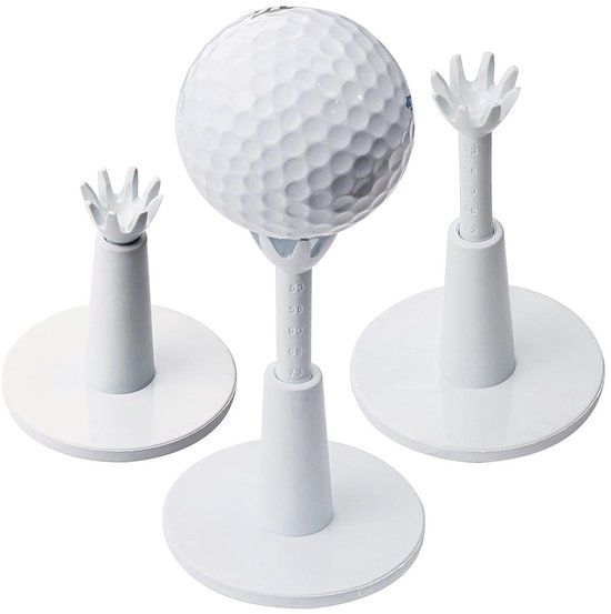 aladdien - Verstelbare Golf Tee - Golftraining - Duurzaam en flexibel - Wit - Golf accessoires - Perfect voor elke golfer - 3 stuks