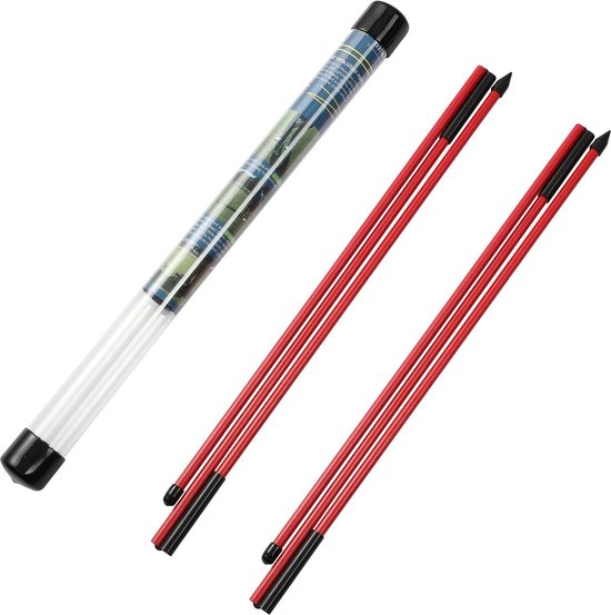 Alignment Sticks for Golf Practice - 2 Pack Collapsible Rods for Aiming Putting Full Swing Trainer - Posture Corrector with Clear Tube Case - Portable Training Equipment Red