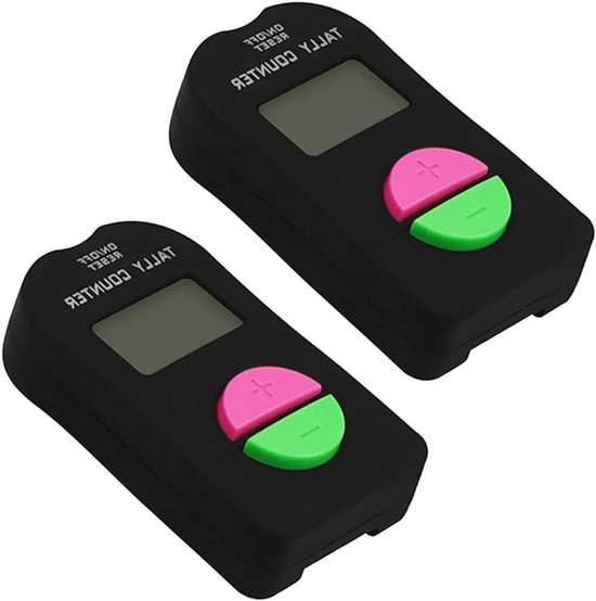 All4You - Set van 2 handige clicker tellers voor sport - Zwart - Met koord - Ideaal voor golf, voetbal, zwemmen, hardlopen - Afmetingen: 6,3 x 3,4 x 1,5 cm. van Merkloos