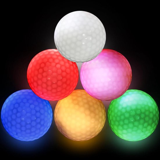 Allecta - LED-lichtgolfballen voor nachttraining en lange afstanden in diverse kleuren - 6 stuks van Merkloos