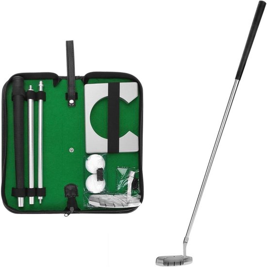Allecto - Golf putter set - Indoor - Met tas - Putting oefening - Cadeauset - Geschikt voor indoor gebruik - Rood met zwarte details - Golfclub golfballen set met tas, putting oefening cadeauset. van Merkloos