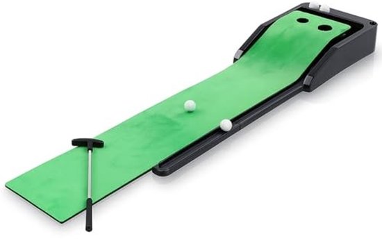 Allecto - Golf putting green mat - desktop club putter trainer - rubber base - club ball putting - exercise set - home office backyard indoor outdo... van Merkloos