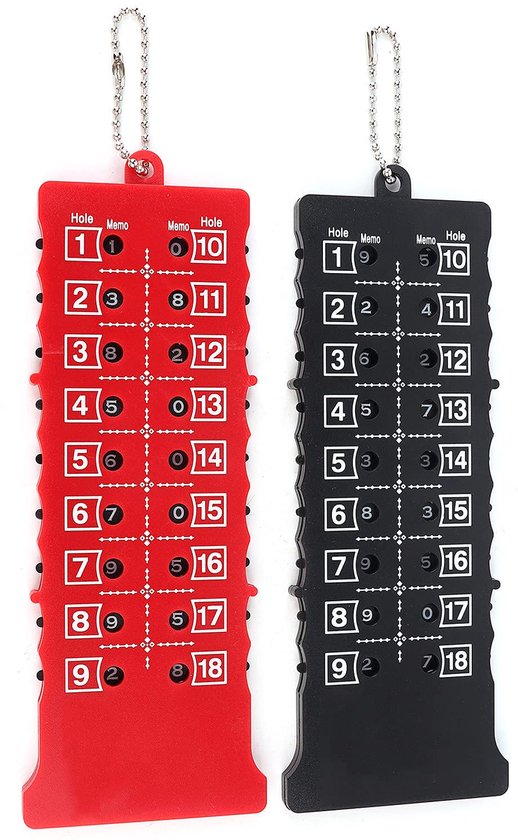 Allecto - Golf Score Counter - Stroke Counter - 2 Stuks - 18 Hole Scorecard Houder - Ronde Tellers Accessoires - Geschikt voor Golf - Zwart Model van Merkloos