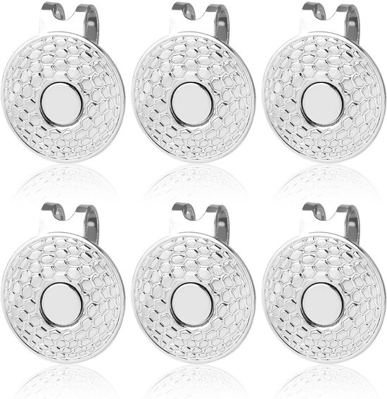 Allecto - Golfbalmarkeringshoedclips - Magnetische Balmarkering - Sterk en Betrouwbaar - Zilver - Golfaccessoires voor Petten en Handschoenen - 6 S...