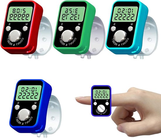 Allecto Plus - 4 stuks digitale vingerteller met 5 digit display - handteller voor sport en golf