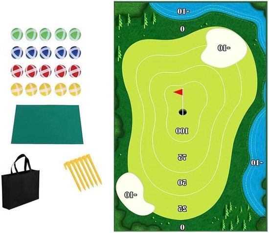 Allecto plus - Golf Chip Off Challenge speelset voor Full Swing Sports, met Battle Royale-golfspel en chipping-mat. Geschikt voor binnen en buiten.