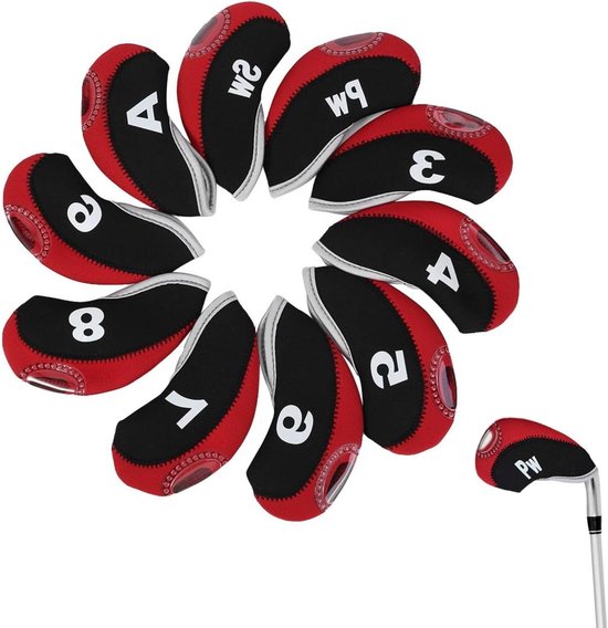 Allecto Plus - Golf Club Head Covers 10 stuks Waterdicht - Golfijzers - Putter Set - Beschermhoes voor Golfclubs - Golfaccessoire - Passend voor meeste ijzers
