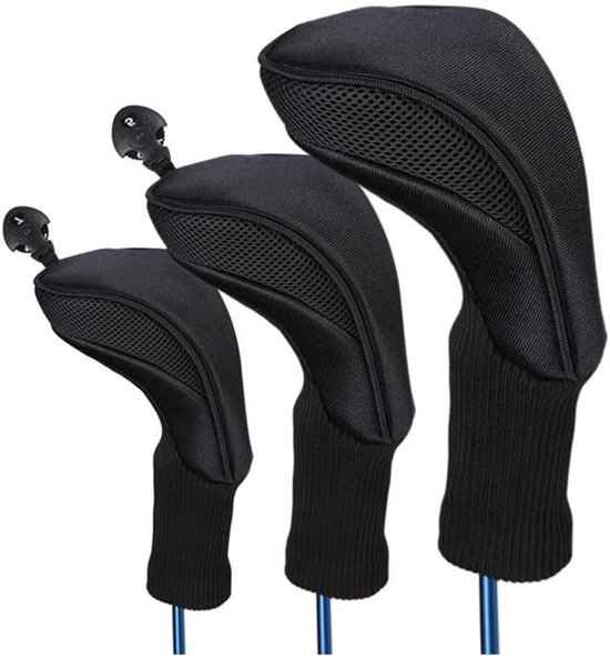 Allecto plus - Golf Driver Head Covers Set van 3 - Zwart - Golfclub Apparatuur met Polen - Professinal Putter Beschermhoes van Allecto