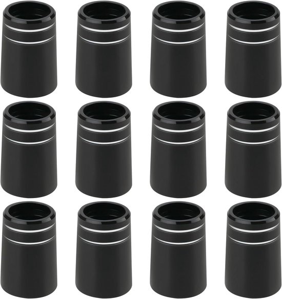 Allecto Plus - Golf Ferrules Set van 12 stuks met Dubbele Zilveren Ring en Rubber Mouw - Zwart - Conische Golfclub Onderdelen