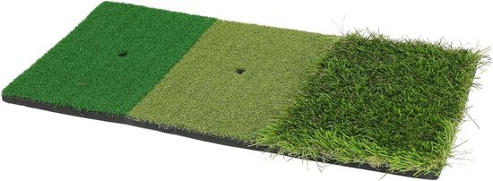Allecto Plus - Golf oefenmat voor binnen en buiten met 3-in-1 golfmat - 3 kleuren golfslagmat voor chipping en putting training - lang en kort - Verbeter je golfspel!