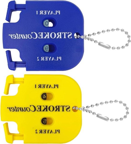 Allecto Plus - Golf score teller 2 stuks voor wedstrijden en games, draagbaar - Blauw + Geel