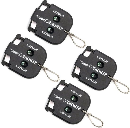 Allecto plus - Golf Score teller Stroke Counter, golf resultatenteller, 2 spelers slagteller, compact en draagbaar, outdoor sport (zwart) - 4 stuks