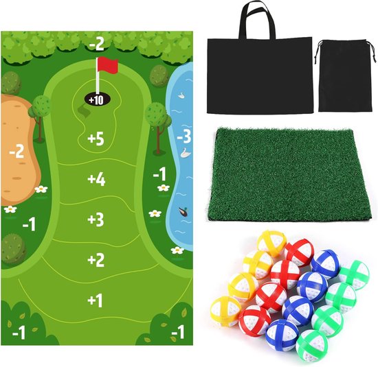 Allecto Plus - Golfspelset voor Kinderen 1.15x1.7m - Chipping Golf Speelmat - Indoor Golfspel - Voor Volwassenen en Familie - Battle Royale - Wasbaar - Sticky Golf Mat - Kinderen - Spelplezier van Allecto Plus