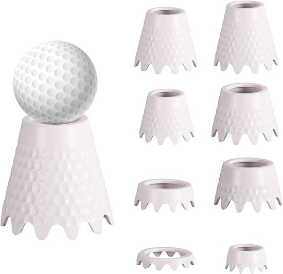 Allecto Premium - Golf Tees Set van 8 Stuks in Diverse Maten - ABS Tees voor Indoor en Outdoor Golf Training - Simulator Accessoires voor Thuis en Achtertuin - Wit van Allecto