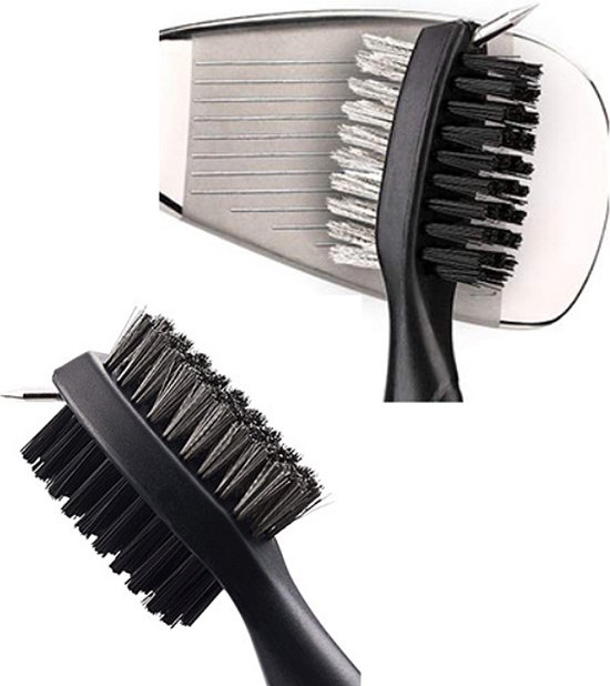Allernieuwste 3-in-1 Schoonmaakborstel Golfclub MET Ophanghaakje - Staal Borstel Schoonmaak Cleaner - Golf Tee Accessoires - Cadeau - Golfballen - Golf Sport - Golfset - Golftraining - van Precision Golf™