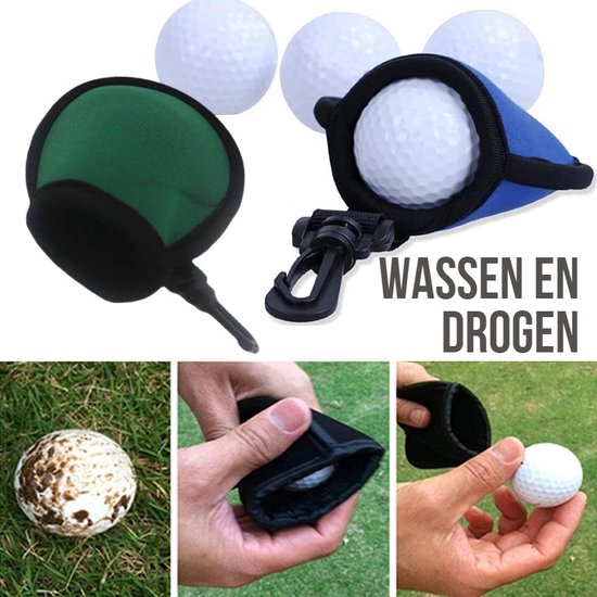 Allernieuwste Golfbal Wassen en Drogen GROEN - Golfball Washer Cleaner - Handig Cadeau Geschenk voor Golfers - Waterdicht - GROEN van Allernieuwste