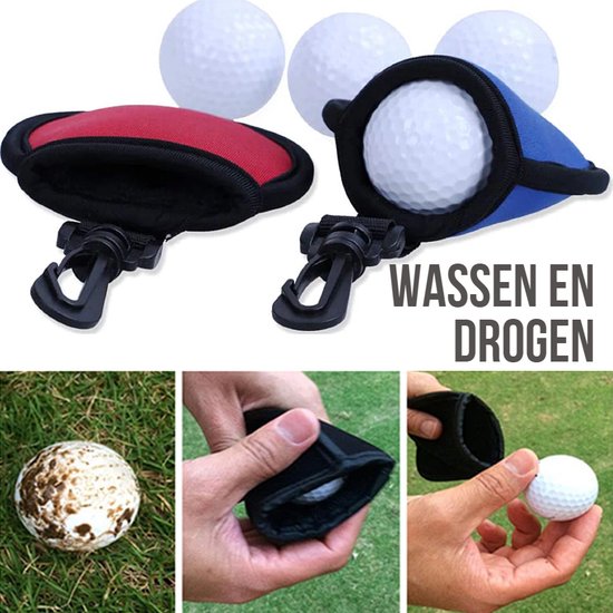 Allernieuwste Golfbal Wassen en Drogen Rood - Golfball Washer Cleaner - Handig Cadeau Geschenk voor Golfers - Waterdicht - ROOD van Allernieuwste