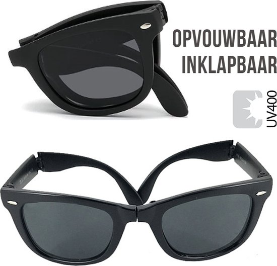 Allernieuwste Opvouwbare Inklapbare Zonnebril Unisex - UV 400 - Zwart - Voor Mannen en Vrouwen - Klassiek Model Vouw Bril van Allernieuwste