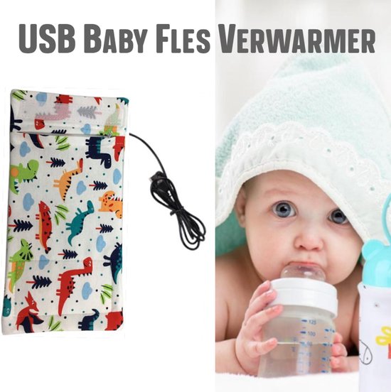 Allernieuwste USB Baby Fles Warmer model Dinosaurus - Heater - Reisaccessoire - Draagbaar - Klittenband - Kleur van Allernieuwste