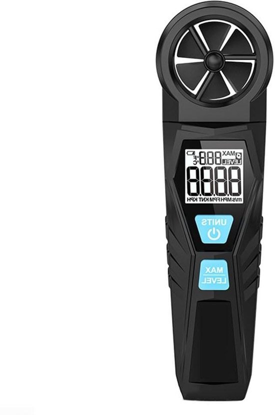 Anemometer Luchtstroommeter - Windmeter Vane Anemometer - Windmeting Buiten - Roterende Ventilator - 108 km/u - Zwart
